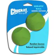 Chuckit Dog Durable Rubber Erratic Bounce Fetch Play Ball Toy - Medium 2 Pack