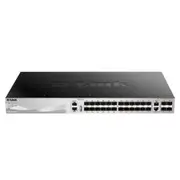 D-Link 30 port Stackable Gigabit Switch with 24 SFP ports and 4 10 Gigabit SFP+ ports and 2 10GBASE-T ports.