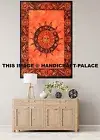 Hippie Sun And Moon Printed Cotton Orange Tapestry Throw Home Decor Wall Poster