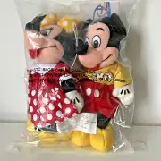The Disney Store Mini Bean Bag 8" Plush Mickey and Minnie Mouse Sealed