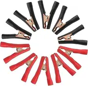 Qjaiune 10Pcs 100A Insulated Alligator Clips Electrical Heavy Duty Alligator Clamps, Battery Replacement Cable Metal Spring Loaded Jumper Clips for Car Auto Vehicle Boat (Red & Black）