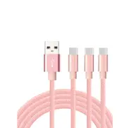 Catzon 1M 2M 3M 3Packs USB Type C Cable Nylon Braided Phone Cable Fast Charger Cable USB Cord -Pink