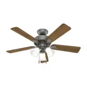 44 Inch Matte Silver Ceiling Fan with Lights LED Pull Chain Multi Speed Motor