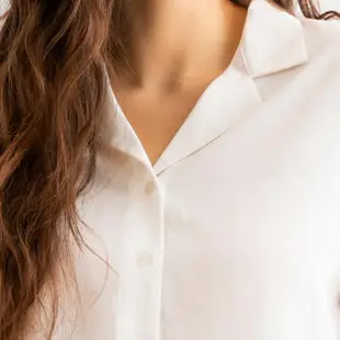【Arnold Palmer 雨傘】女裝-天絲亞麻立領短袖襯衫(白色)