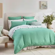 Washed Linen Look Spring Green Quilt Cover Set [ESSBWLL19AK]