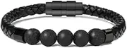 BIAIHQIE Cremation Jewelry Lava Stone Urn Bracelet for Ashes for Women Men Genuine Leather Memorial Urn Bracelets,7,24cm
