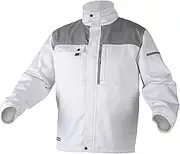 Högert Technik Salm Work Safety Jacket White L - Protective Jacket with Zip, 5 Pockets, Reflective, Cotton & Polyester, Work Jacket for Painters, Craftsmen, Installers, White, Large