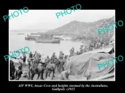 OLD LARGE HISTORIC PHOTO WWI VIEW OF GALLIPOLI ANZAC COVE UNLOADING c1915