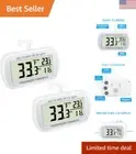 Waterproof Refrigerator Thermometer - Large LCD Screen, Max/Min Record - 2 Pack