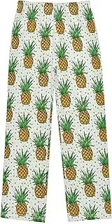 [ZZXXB] Geometry Pineapple Boys Long Pants Soft Trousers Elastic Waist Kids Lounge Bottoms with Pockets S-XL