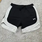 Under Armour Baseline Fleece Shorts Black White Womens Small NEW