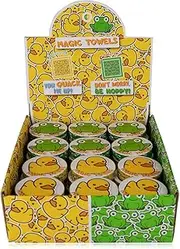 Accentra Magic Towel "Happy Animals" Magic Towel 48 Pieces with Duck and Frog Motifs, Wash Cloth 27 x 27 cm, as raffle prize, party gifts for children's birthday or wedding, bulk pack