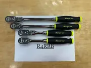 Snap-on Tools USA NEW 4PC 3/8" Drive HIVIZ Soft Grip Flex & Fixed Ratchet Set