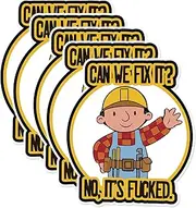 XMJY 5 Pack Funny Hardhat Stickers - Can We Fix It? No, It's ed, Cute Cartoon Hard Hat Stickers for Builder, Waterproof Vinyl Stickers for Tool Box, Helmet (3 inch)