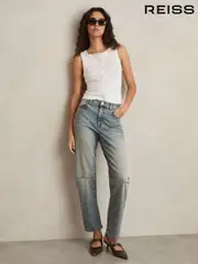 Reiss Light Blue Mahni Petite Barrel-Leg Dart Jeans (F40788) | $280
