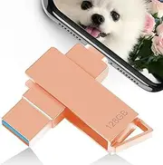 [MFi Certified] iPhone Flash Drive,Dual USB Drive 128GB,iPhone USB Stick,Photo Stick, Memory Stick,iPhone USB Flash Drive for iPhone 14/13/12/11/X/XS.../PC/iPad External Storage Stick(Pink)