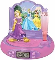 LEXiBOOK Disney Princess Rapunzel Projector Radio Clock, Built-in Night Light, time Projection onto The Ceiling, Sound Effects, Battery-Powered, Pink/Purple, RP515DP