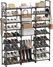 9 Tiers Shoe Rack Storage Organizer, Stackable Space Saving 52-55 Pairs Shoes Shelf Holder for Entryway Closet Bedroom Hallway Garage Door