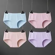[FARZAH] Women Panties Female Underwear Ladies Mid Rise Briefs Women' s Hipster Cotton Knickers Breathable Brief Panties Stretch and Comfortable for Everyday Use Underwear, Pack of 4