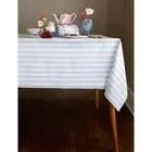 Solino Home Rectangle Linen Tablecloth for Spring & Summer, Capri Ticking Stripe