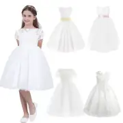 White Flower Girl Princess Dress Formal Pageant Wedding Bridesmaid Gown Dresses