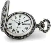 Charles Hubert Antiqued Chrome Finish Sailing Ship Pocket Watch
