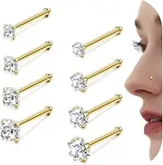 [YADOCA] Hypoallergenic Nose Studs 18G 20G Surgical Stainless Steel Nose Rings Studs Cubic Zirconia Nose Piercing Jewelry for Women Men 1.5mm 2mm 2.5mm 3mm