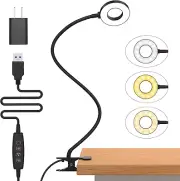 Desk Lamp, LED Reading Light with Clamp, 3 Color Modes & 10 Brightness Flexible