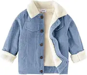 [Volunboy] Baby Boy Corduroy Jacket Toddler Fleece Winter Coat Kid Sherpa Lined Button Down Warm Outwear