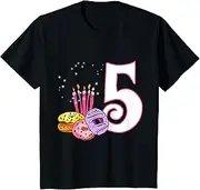 [X.Style] Kids Girls 5th Birthday Donut Shirt You Know I'm 5 Years Old ds1023 T-Shirt (S) Black