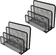 SEWACC 2Pcs Iron File Storage Shelves Modern Tabletop Documents Organizers for Office Magazine Rack Multi Design for Desk Storage