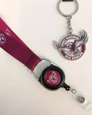 SET OF 2 MANLY SEA EAGLES NRL TEAM RETRACTABLE LANYARD + METAL LOGO KEY RING