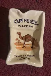 Camel Crushed Cigarette Pack Ceramic Ashtray Vintage Crumpled Sealed In Box New