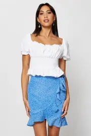 Geo Print Wrap Skirt Mini - Size 8, Women's Short Wrap