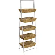 14" x 21" x 64" 5-Tier Rectangular Wicker Basket Stand WS-89120058