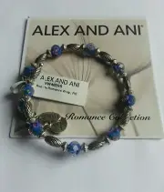 Alex and Ani ROAD to ROMANCE Wrap Bangle Bracelet BOX Blue & Silver Beads NWT