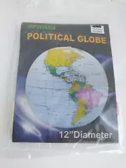 INFLATABLE 12 INCH BLUE WORLD GLOBE inflate earth ball sphere novelty map new