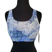 New with Tags Speedo Endurance Light Floral Blue Bikini Top, Size Small