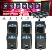 6Pcs Rechargeable App/Wifi/DMX/Remote LED Par Light RGBWA+UV Stage Party w/Case