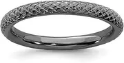 [JewelryWeb] 925 Sterling Silver Polished Patterned Ruthenium plating Stackable Expressions Black Plated Cable Ring Jewelry for Women - Ring Size Options: 10 5 6 7 8 9