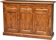 Country Style, Solid Lime Wood, Walnut Finish W156xDP45xH103 cm Sized Sideboard. Made in Italy