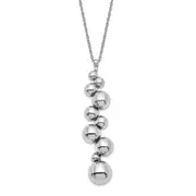 Sterling Silver Polished Beaded Dangle W/1.25In Ext. Necklace