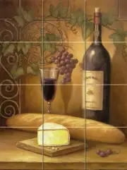 Wine Art Mural Tumbled Marble Backsplash Tile #114