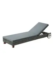 [Gardeon] Outdoor Sun Lounge Wicker Lounger Furniture Day Bed Wheels Patio in Grey