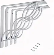 HOME MASTER HARDWARE 8 Inch Shelf Brackets,Decorative 8 inch(4-Pack), White