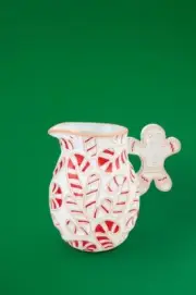Mud Pie Gingerbread Man and Candy Cane Red White Christmas 50 oz Drink Pitcher