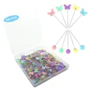 200pcs Sewing Pins Flat Head Straight Pins with Butterfly and Flower Colored ...