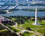 8x10 Aerial View of the Jefferson & Washington Monument in Washington, D.C..