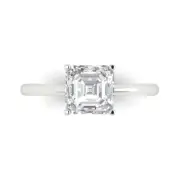 1.9ct Asscher Cut Solitaire Statement Promise Designer Ring 14k White Gold