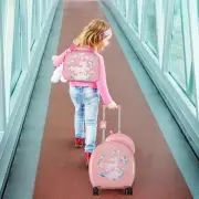 Costway4-Piece Kids Luggage Suitcase Set with 14 Inch Hardside Spinner-Pink